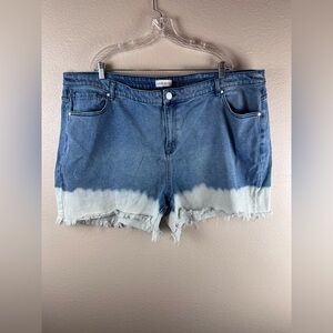 Lane Bryant Dip Dye Denim Shorts Size 28 Raw Hem Stretch